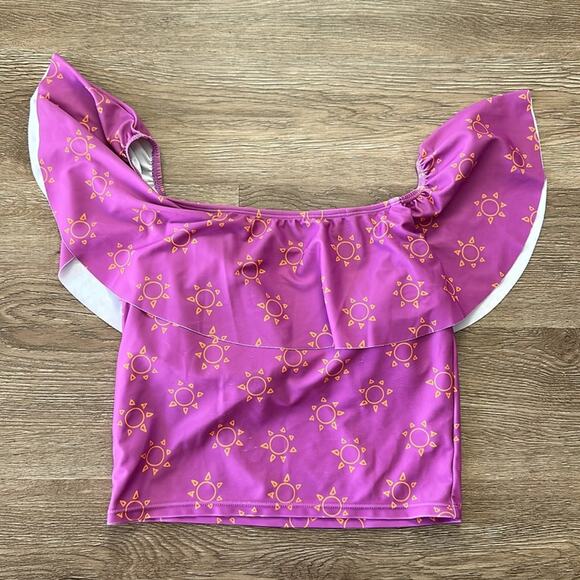 Kortni Jean Ruffled Around Tankini Top Purple Size Small - Picture 3 of 4